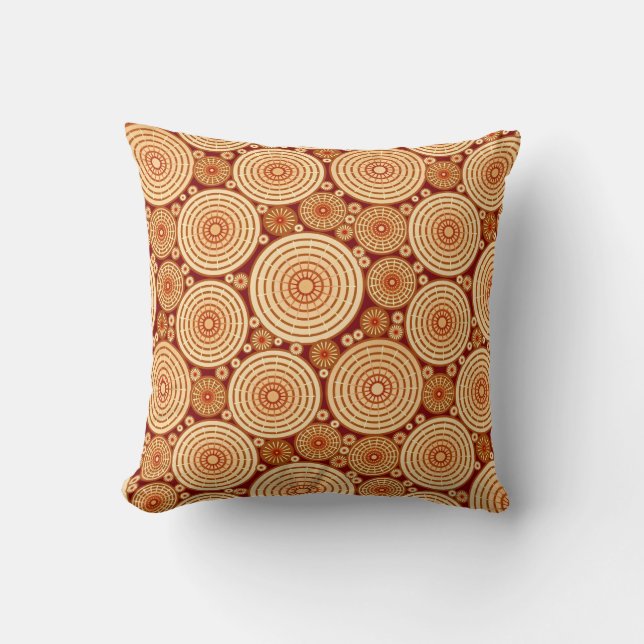 Nested wheels - shades of chocolate throw pillow (Front)