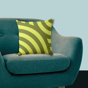 Nested Yellow Quarter Circular Stripes Throw Pillow