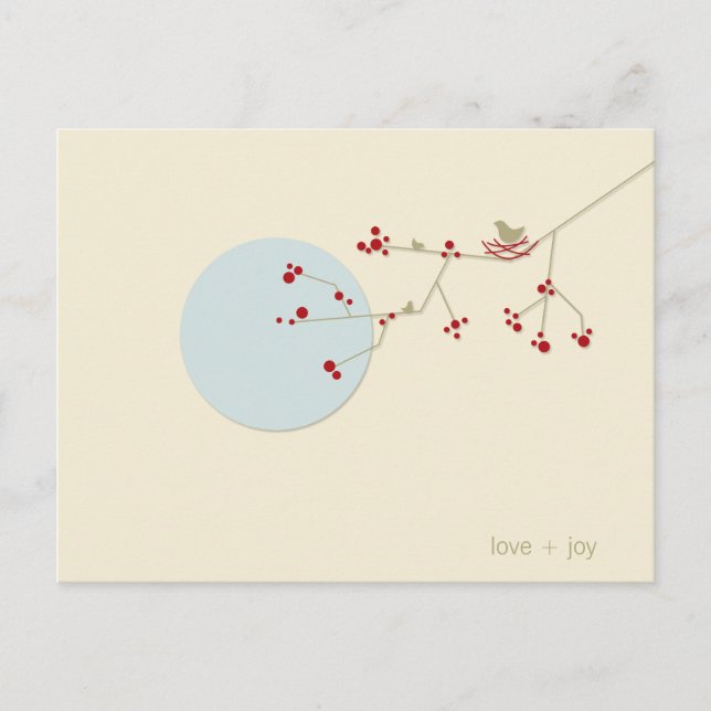 Nesting Bird And Family Baby Thank You Postcard (Front)