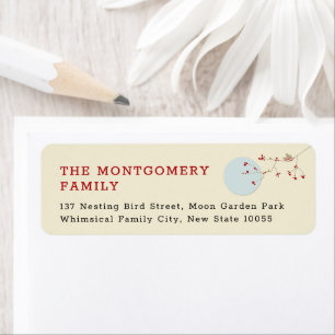 Nesting Bird And Family Minimalist Return Address Label