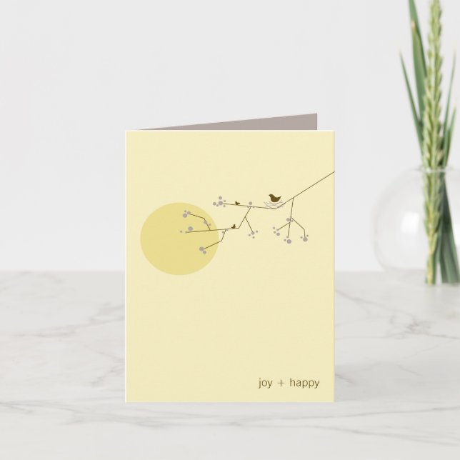 Nesting Bird & Family Baby Thank You Note Card (Front)