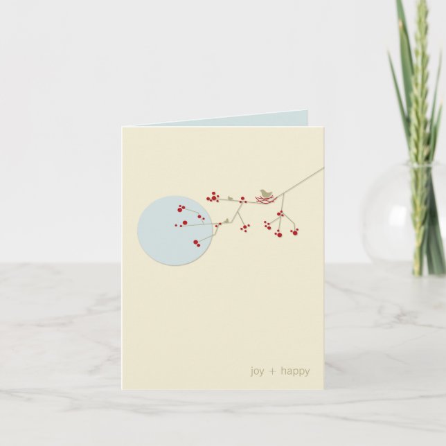 Nesting Bird & Family Baby Thank You Note Card (Front)