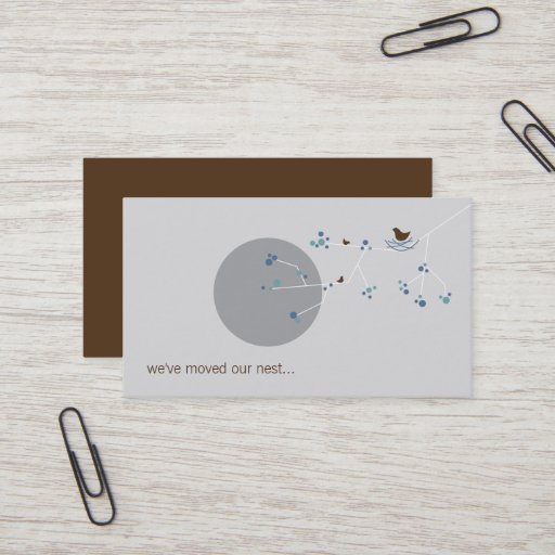 Customizable Nesting Bird + Family Blue Custom New Home Address Business Card Templates