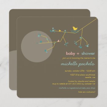 Nesting Bird Family Tree Simple Chic Baby Shower Invitation by fatfatin_box at Zazzle