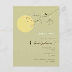 Nesting Bird Family Tree Whimsical Baby Shower Invitation Postcard