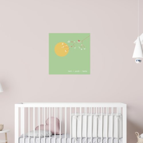 Nesting Birds Family Baby Nursery Art Print