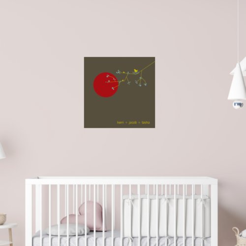 Nesting Birds Family Baby Nursery Art Print