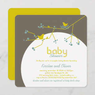 Nesting Birds Family Tree Couples Baby Shower Invitation