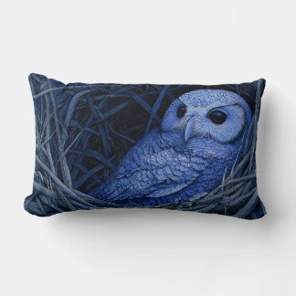 Nesting blue owl lumbar pillow