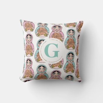 Nesting Doll Matryoshka Personalized Letter Pillow by Pip_Gerard at Zazzle