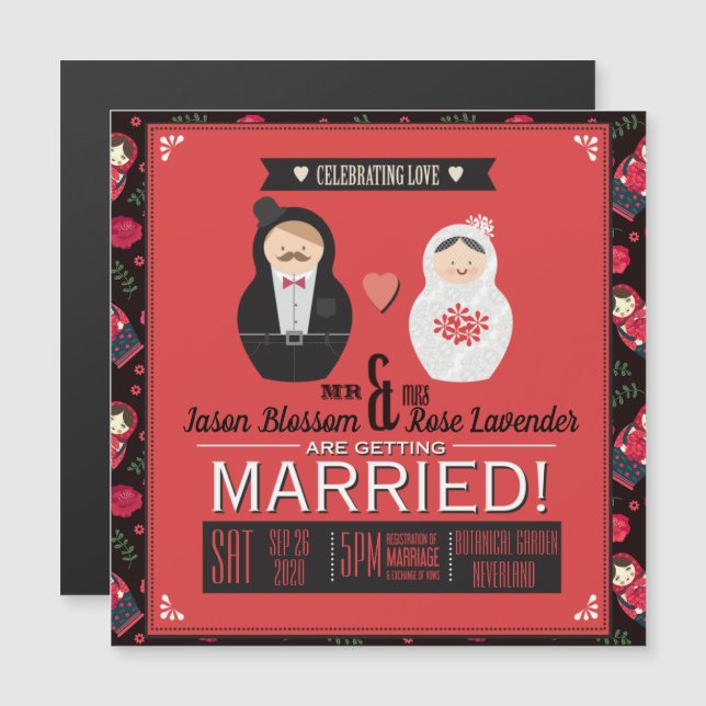 Nesting Dolls Wedding Magnetic Invitation (Front/Back)