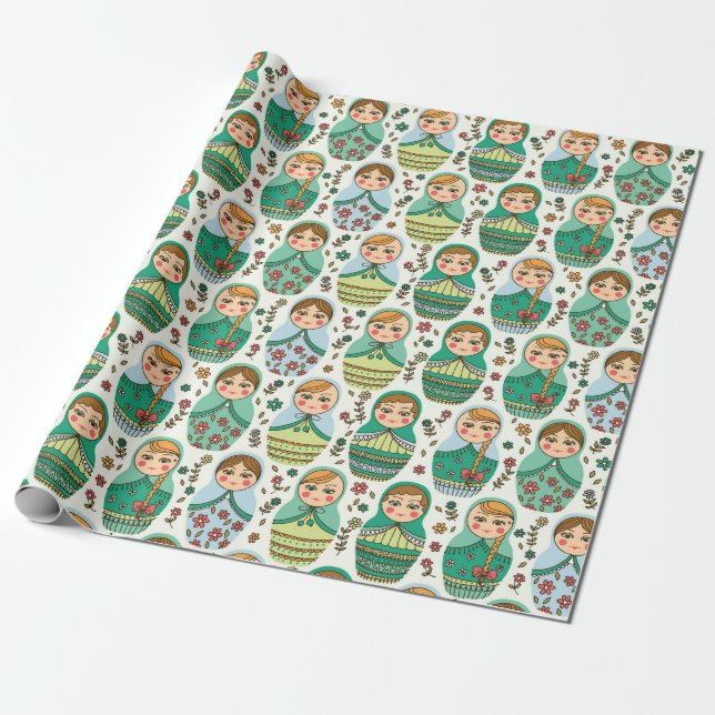 Nesting Dolls Wrapping Paper (Unrolled)