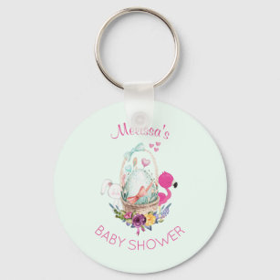 Nesting Egg w/ Flamingo & Bunny Baby Shower Keychain