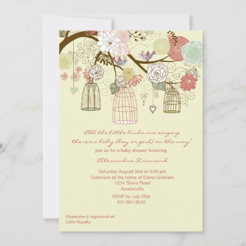 Nesting Floral Baby Shower Invitation