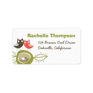Nesting Owl Family Baby Shower Address Labels