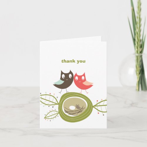 Nesting Owl Family Couples Baby Shower Thank You