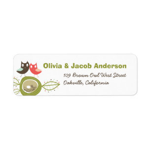 Nesting Owls Family Baby Shower Address Labels
