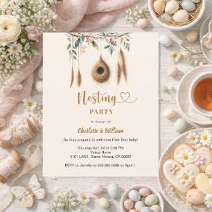 Nesting party bird nest baby shower invitation