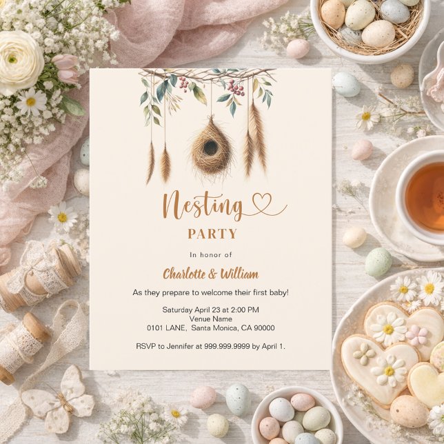 Nesting party bird nest baby shower invitation (Creator Uploaded)