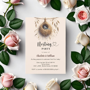 Nesting party bird nest boho baby shower invitation