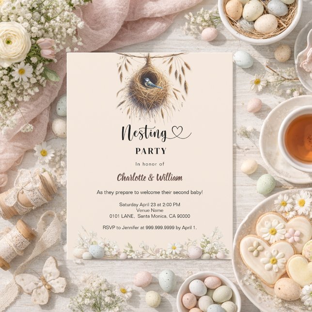 Nesting party bird spring baby shower invitation (Creator Uploaded)