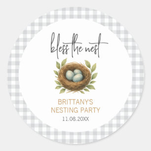 Nesting Party Bless the Nest Neutral Baby Shower Classic Round Sticker