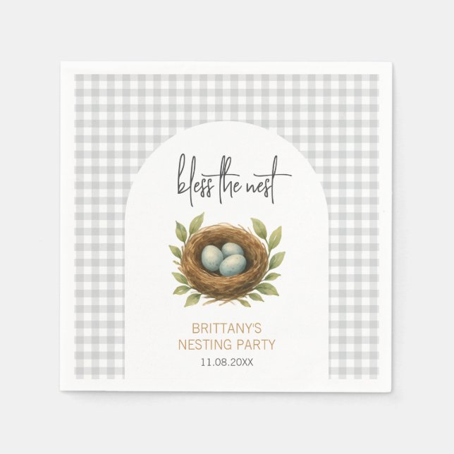Nesting Party Bless the Nest Neutral Baby Shower Napkins (Front)