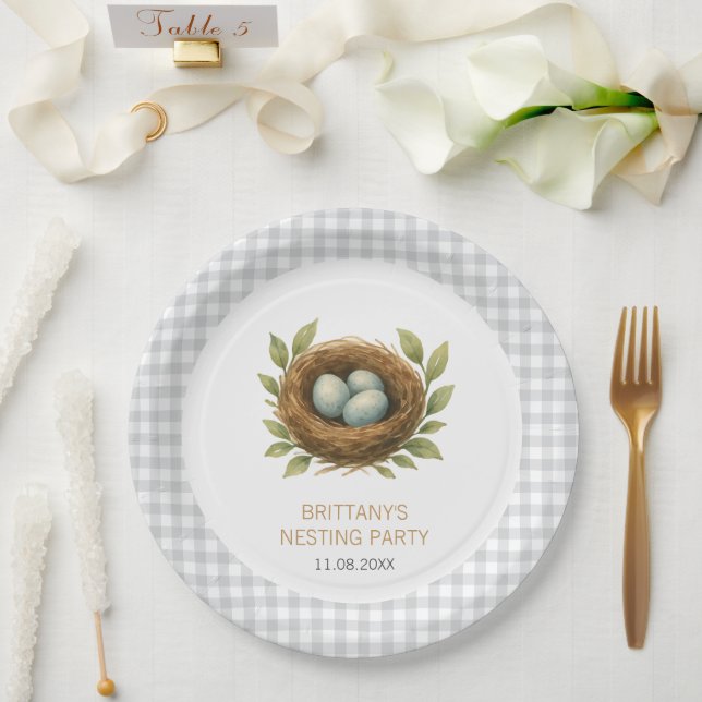 Nesting Party Bless the Nest Neutral Baby Shower Paper Plates (Wedding)
