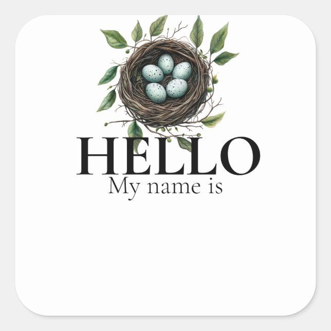 Nesting Party Name Tag Bird Nest (Front)