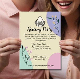 Nesting party parents to be baby shower invitation