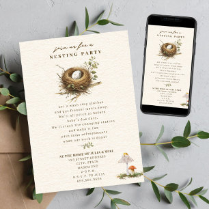 Nesting Party Woodland Mushroom Neutral Baby Invitation