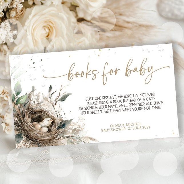 Nesting Woodland Neutral Rustic Fores Baby Shower  Enclosure Card (Encourage guests to bring a book instead of a card with this Nesting Woodland Neutral Book for Baby )