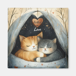 Nestled in Love Kitty Cat Cuddles Illustrated Art Magnet