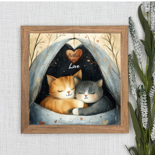 Nestled in Love Kitty Cat Cuddles Poster Wall Art