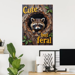 Nestled Prowler: A Raccoon's Perch Poster