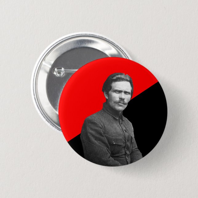 Nestor Makhno Anarcho-Communist Button (Front & Back)