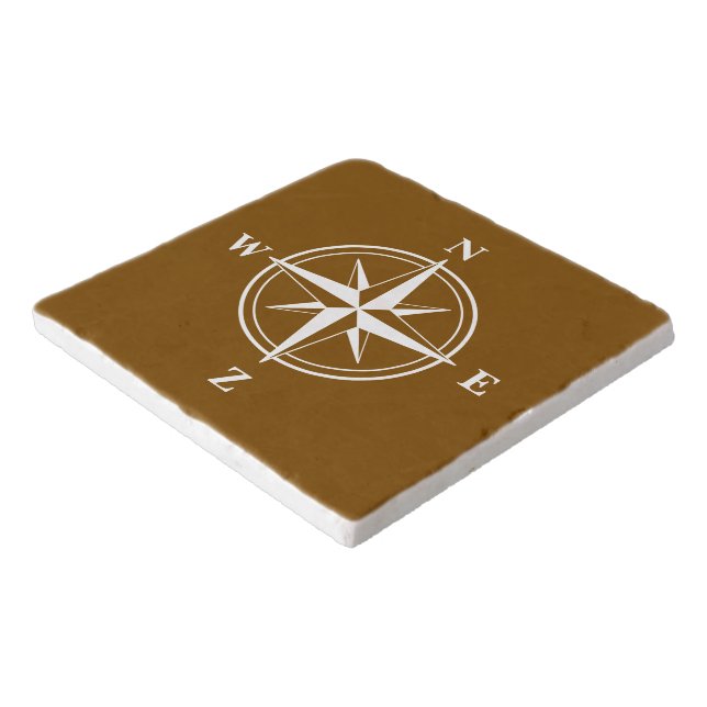 NESW Wind rose compass star design nautical brown Trivet (Corner)