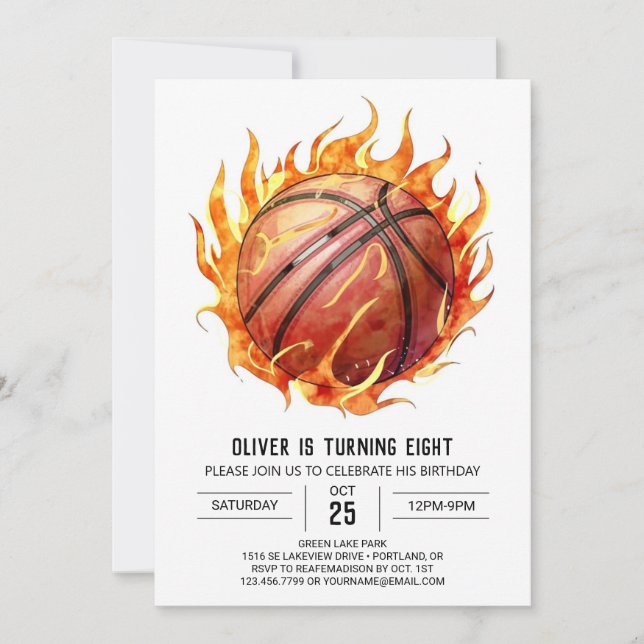 Net Custom Elegant Basketball Birthday Invitation (Front)