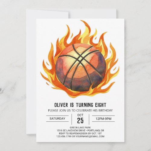 Net Elegant Boy Basketball Birthday Invitation