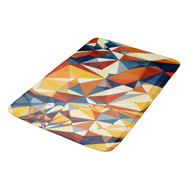 Net of multicolored triangles bathroom mat (Angled)