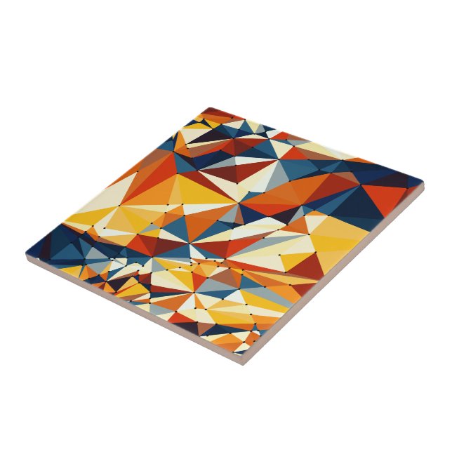 Net of multicolored triangles ceramic tile (Side)