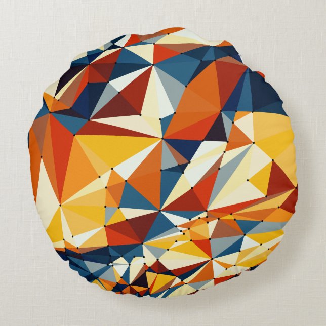 Net of multicolored triangles round pillow (Back)