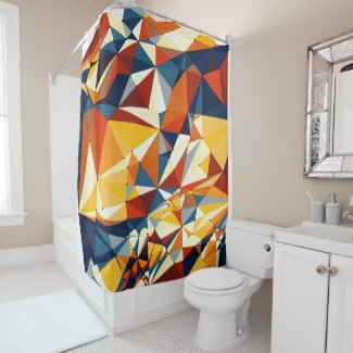 Net of multicolored triangles shower curtain