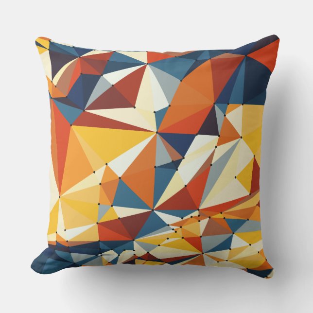 Net of multicolored triangles throw pillow (Front)