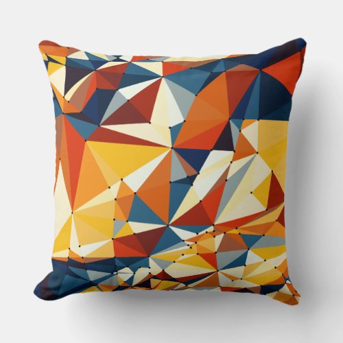 Net of multicolored triangles throw pillow