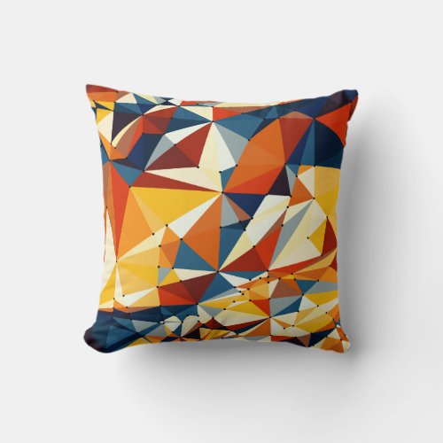 Net of multicolored triangles throw pillow