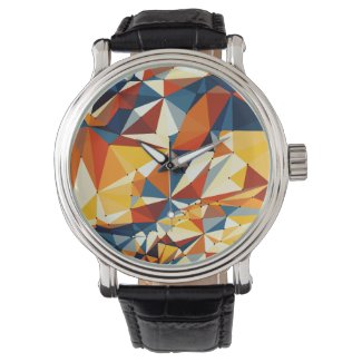 Net of multicolored triangles wrist watch