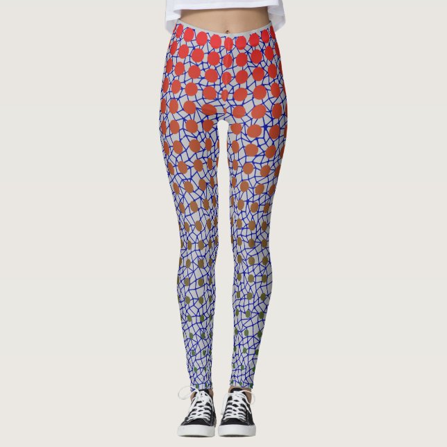 Net Pattern 10.blue.wx4 Lgrey BG Leggings (Front)