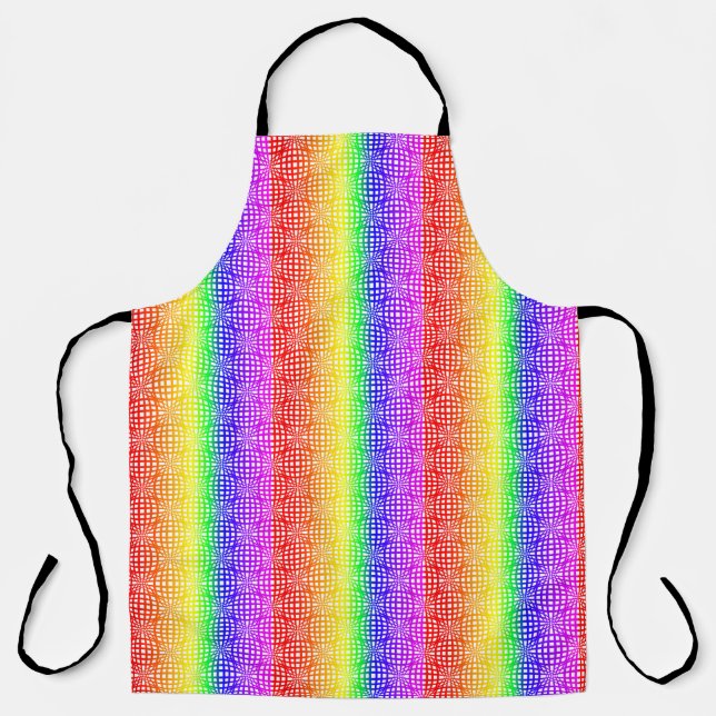 Net Style Design Rainbow Flag Colors Gay GLBTQ Apron (Front)