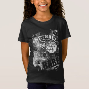 Netball Babe's, Black Grunge Netball T-Shirt